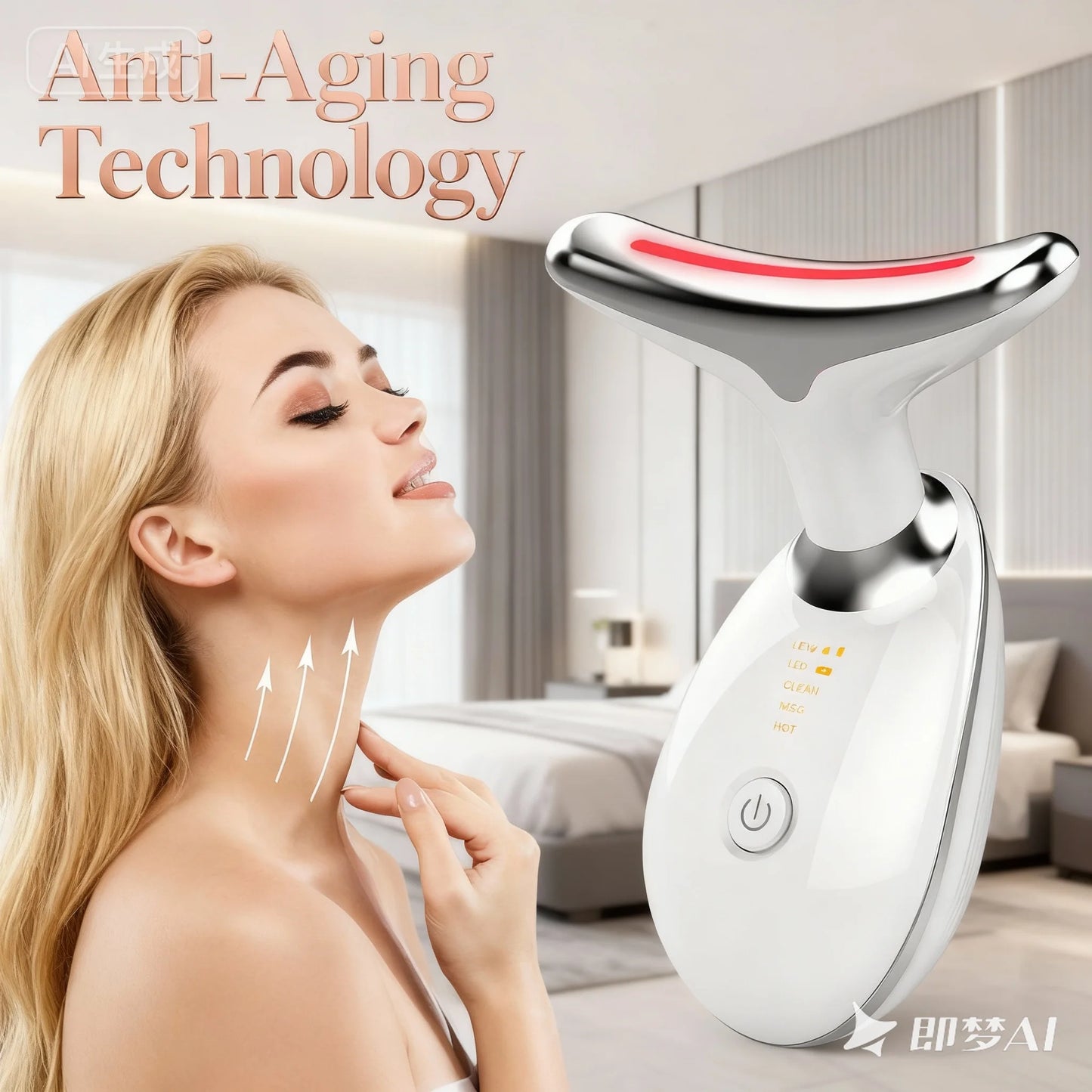 Face and Neck Massager Tools, Portable Facial Beauty Device,Facial Massager with 7 Color LED Lights for Skin Care