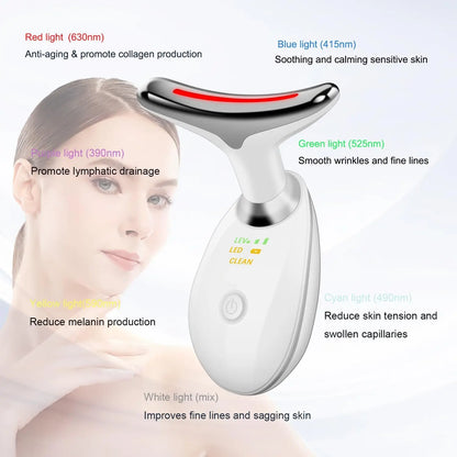 Face and Neck Massager Tools, Portable Facial Beauty Device,Facial Massager with 7 Color LED Lights for Skin Care