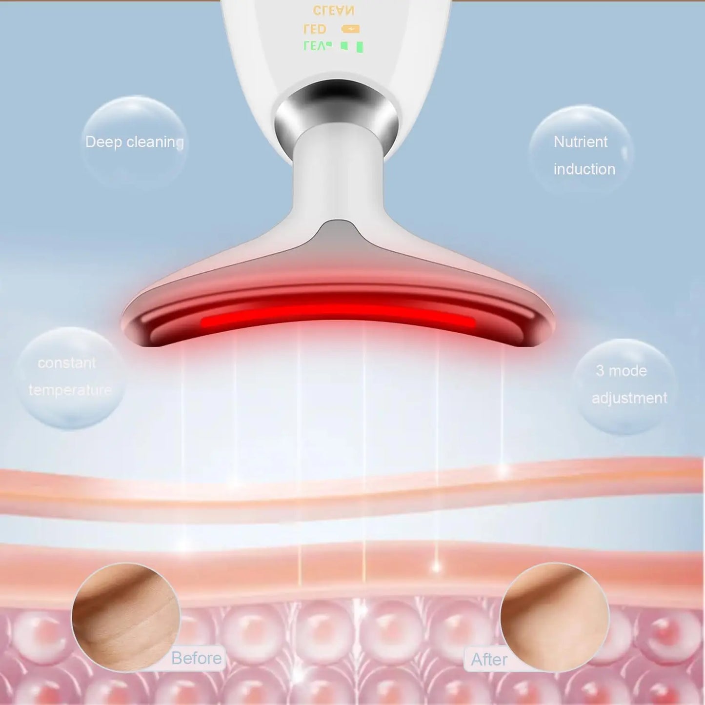 Face and Neck Massager Tools, Portable Facial Beauty Device,Facial Massager with 7 Color LED Lights for Skin Care