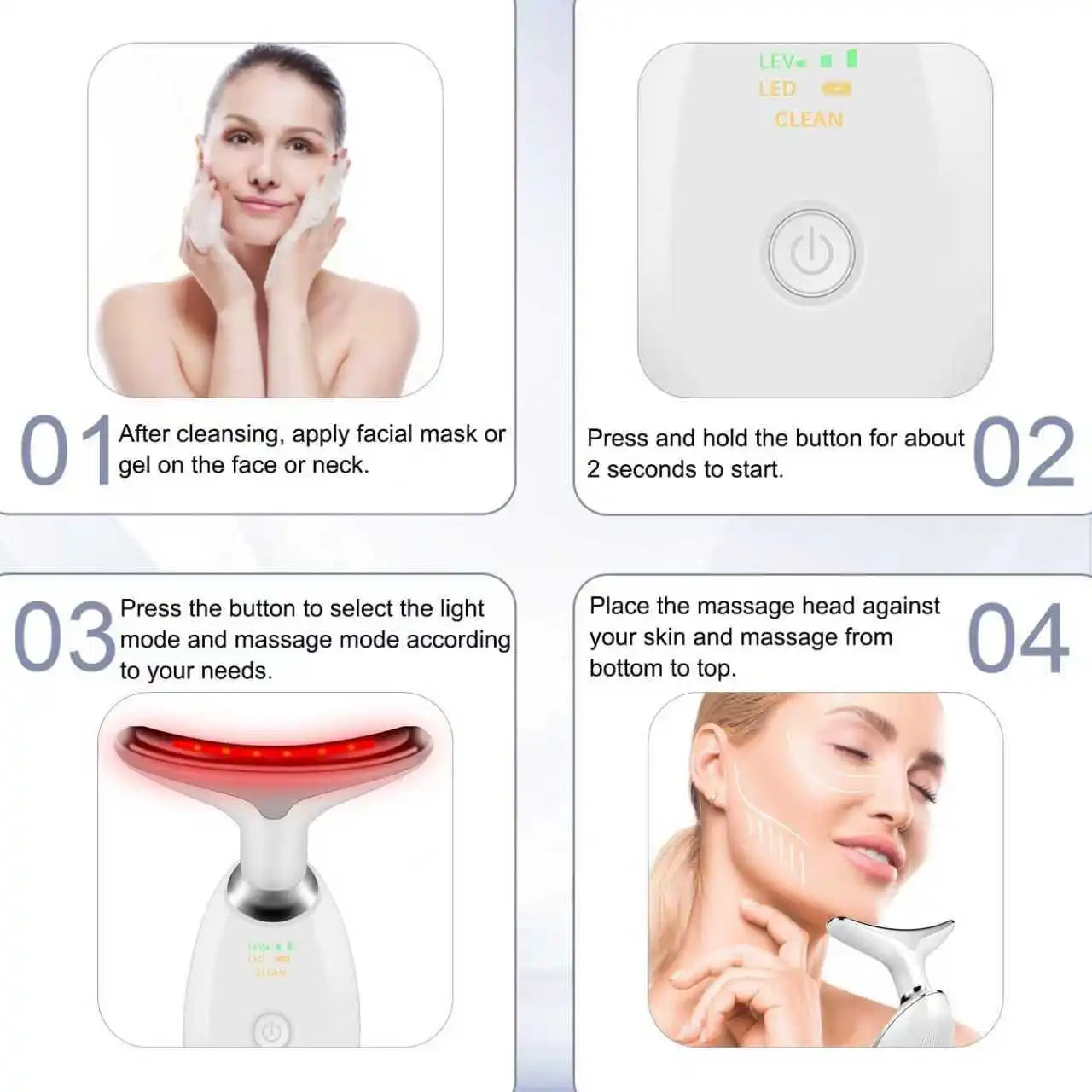 Face and Neck Massager Tools, Portable Facial Beauty Device,Facial Massager with 7 Color LED Lights for Skin Care